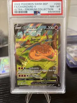 2022 POKEMON SWSH BLACK STAR PROMO #260 FULL ART/CHARIZARD V PSA 8 - Image 2