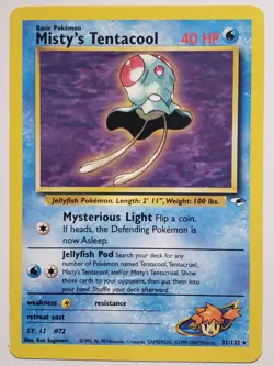 Misty's Tentacool 32/132 NM - RARE Gym Heroes Pokemon Card -$2 Combined Shipping - Image 1