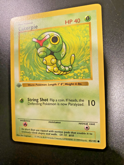 Caterpie 45/102 1st Edition Shadowless Base Set Regular NM - Pokemon Card - Image 3