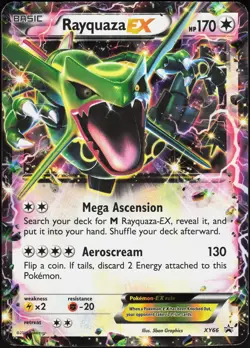 XY Promo Rayquaza EX XY66 Holo Promo Pokemon (Jumbo Card) DMG - Image 1