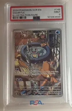 Pokemon Squirtle Illustration Rare Holo Sv07: Stellar Crown 148/142 PSA 9 2024 - Image 1