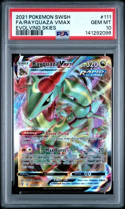 2021 POKEMON SWORD & SHIELD EVOLVING SKIES #111 FULL ART/RAYQUAZA VMAX PSA 10 - Image 1
