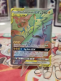 2019 Pokemon Team Up Pikachu and Zekrom GX Rainbow Rare Holo #184 - Image 2