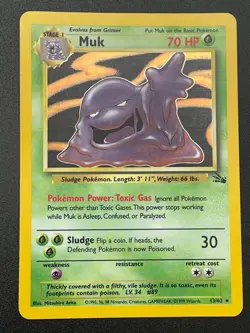 POKEMON TCG Muk - 13/62 - Rare Holo Unlimited Fossil - Image 1