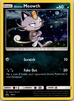 Alolan Meowth - SM43 Holo Promo Sun & Moon Promo Pokemon NM - Image 1