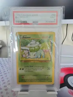 1999 Bulbasaur 44/102 Base Set PSA 9 MINT English Pokemon TCG - Image 1