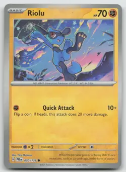 Riolu 050/131 Common Prismatic Evolutions Pokemon Masterball Reverse Holo NM - Image 1