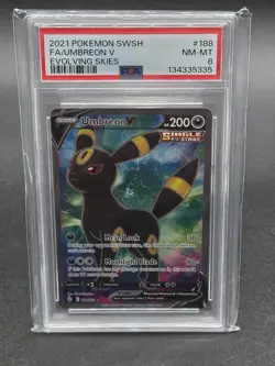 2021 Pokemon Sword and Shield Evolving Skies Full Art Umbreon V #188 - PSA 8 - Image 1