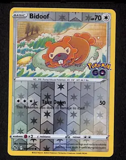 Bidoof (Peelable Ditto) 059/078 Common Pokemon Pokemon GO Reverse Holo 2022 - Image 1