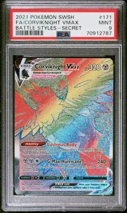PSA 9 MINT Corviknight VMAX 171/163 Battle Styles Secret Rare Holo Pokemon 2021 - Image 1