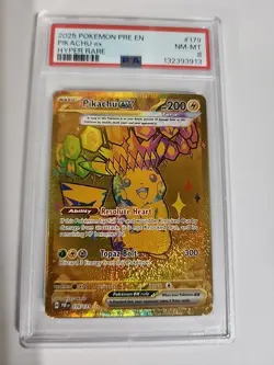 Pokemon TCG Pikachu EX Hyper Rare Card 179/131 Prismatic Evolutions, PSA 8 - Image 1