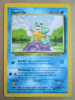 Squirtle - 63/102 - Common WOTC TCG—Base Set Pokemon Card - Image 1