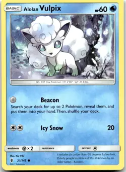 Pokemon Alolan Vulpix Guardians Rising SM02 #21/145 Common LP FILL YOUR SET! - Image 1