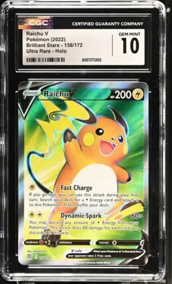 Raichu V Brilliant Stars Ultra Rare BRS-158 English Mint Pokemon CGC 10 - Image 1