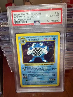 1999 Pokemon Game #13 Poliwrath Holo Shadowless PSA 6 NM - Image 1
