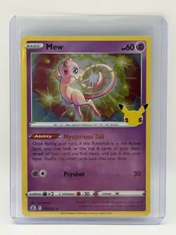 Pokemon Mew TCG Card Celebrations 011/025 Holo Rare 2021 25th Anniversary NM - Image 1