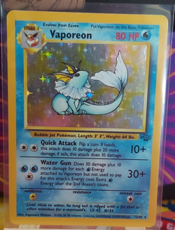 Vaporeon 12/64 Jungle Holo Rare Unlimited Edition 80 HP Pokemon Card 1999 - Image 1