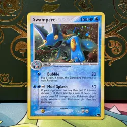 Pokemon TCG Swampert 5/17 Pop Series 1 Holo SWIRL 2004 HP - Image 1