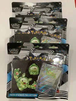 Pokemon TCG LOT of 3 Black Bolt Tech Sticker Collection 3-Pack Blister NEW - Image 1