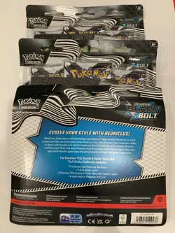 Pokemon TCG LOT of 3 Black Bolt Tech Sticker Collection 3-Pack Blister NEW - Image 2