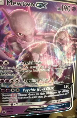 Pokemon TCG Mewtwo GX Rare Holo SM 44/146 190 HP Psychic - Image 1