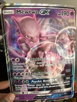 Pokemon TCG Mewtwo GX Rare Holo SM 44/146 190 HP Psychic - Image 2