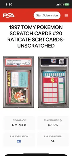 Raticate 1997 Tomy Pokemon Scratch Cards Unscratched - Image 3