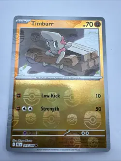 Pokemon Timburr TCG Reverse Holo Card 047/086 Masterball Sv: Black Bolt English - Image 1