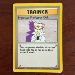 Imposter Professor Oak 73/102 Non Holo Rare Base Set Pokemon Card DMG - Image 1