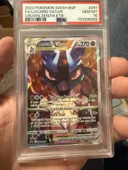 Pokemon Lucario VSTAR Crown Zenith ETB Full Art Promo SWSH291 PSA 10 Gem Mint - Image 1