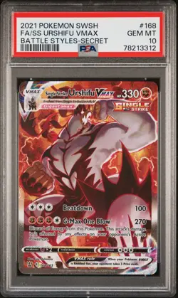 Pokemon TCG Urshifu VMAX Single Strike 168/163 Battle Styles PSA 10 - Image 1