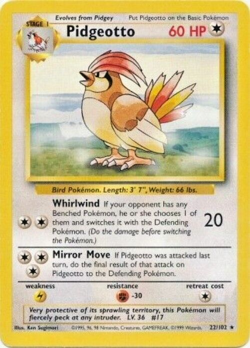 Pokemon TCG - Pidgeotto - 22/102 - Rare - Base Set Unlimited [Heavily Played] - Image 1