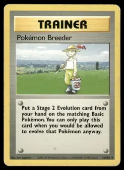 1999 Pokemon Pokemon Breeder Rare Base Set Unlimited 76/102 DMG - Image 1