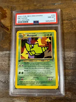 Pokemon 2001 Neo Discovery 1ST Edition METAPOD #42 PSA 8 RARE - Image 1