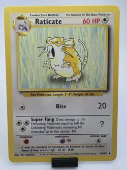 Raticate 40/102 Uncommon Base Set Unlimited Pokemon - Image 1