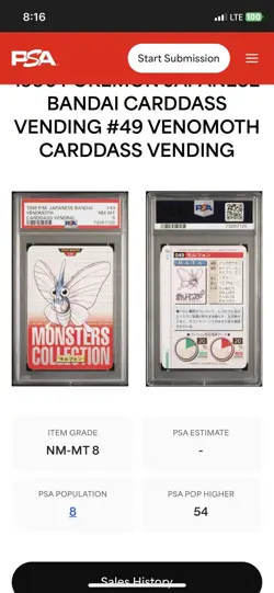 Venomoth 1996 Pocket Monsters Bandai Carddass Vending Red Pokemon - Image 2