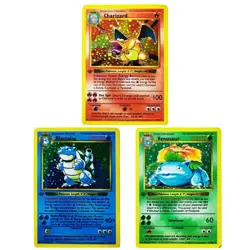 3Pcs Pokemon Cards 1996 1st Edition Charizard blastoise Flash TCG Anime Gift Set - Image 1