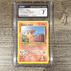 CGC 7 Blaine's Vulpix 065/132 Gym Heroes 2000 English Common Regular Pokemon - Image 1