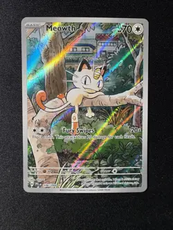 Pokemon Meowth Illustration Rare 106/094 Paldean Fates Holo 70 HP Basic EN - Image 1