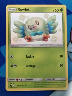 Shiny Rowlet SV2/SV94 Pokemon TCG Hidden Fates Shiny Vault Holo Near Mint - Image 1