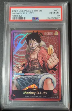 2022 One Piece - Monkey D. Luffy Leader Errata ST01-001 Gem Mint PSA 10 - Image 1