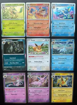 Prismatic Evolutions Complete NM Set of Eeveelution Holo Rares + Eevee (9 Cards) - Image 1