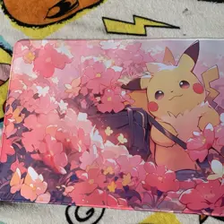 Pikachu Rubber Playmat Play Mat For Tcg Trading Card Game Pokemon Cherry Blossom - Image 2