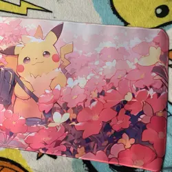 Pikachu Rubber Playmat Play Mat For Tcg Trading Card Game Pokemon Cherry Blossom - Image 3