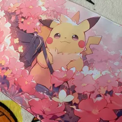 Pikachu Rubber Playmat Play Mat For Tcg Trading Card Game Pokemon Cherry Blossom - Image 4