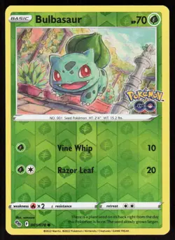 Bulbasaur 001/078 Common Pokemon GO Pokemon Reverse Holo Near Mint - Image 1