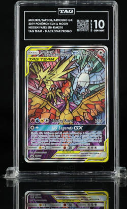 Pokemon Moltres Zapdos Articuno GX SM210 Hidden Fates TAG TEAM Holo TAG Graded - Image 1