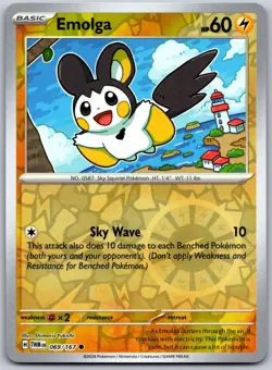 Emolga 069/167 Common Twilight Masquerade Pokemon Reverse Holo Near Mint - Image 1