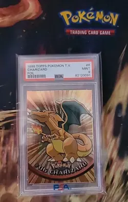 1999 Topps Pokemon TV #6 Charizard Foil (Black Logo Rays)PSA 9 Mint - Image 1