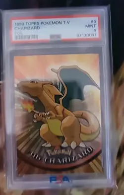 1999 Topps Pokemon TV #6 Charizard Foil (Black Logo Rays)PSA 9 Mint - Image 2